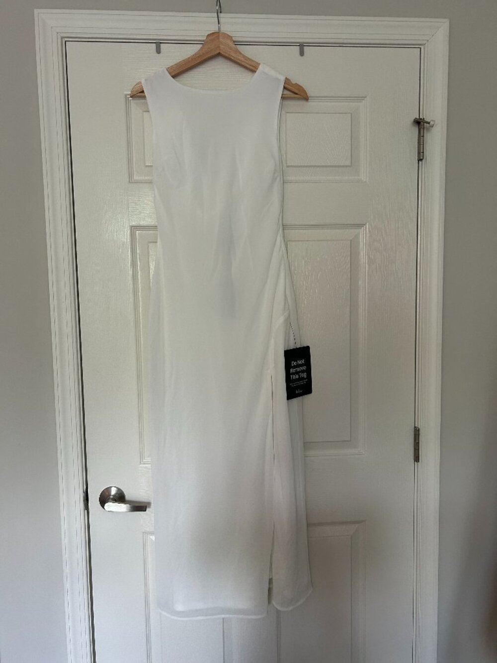 LULUS Yaneli White Boat Neck Cowl Back Maxi Dress Size Small (S)